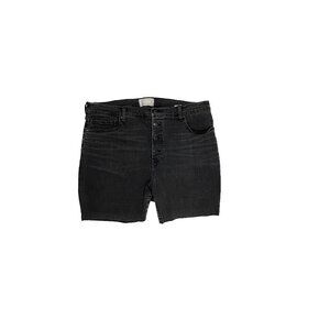 Everlane High Rise Raw Hem Button Fly Women's size 35 Black Denim jean Shorts